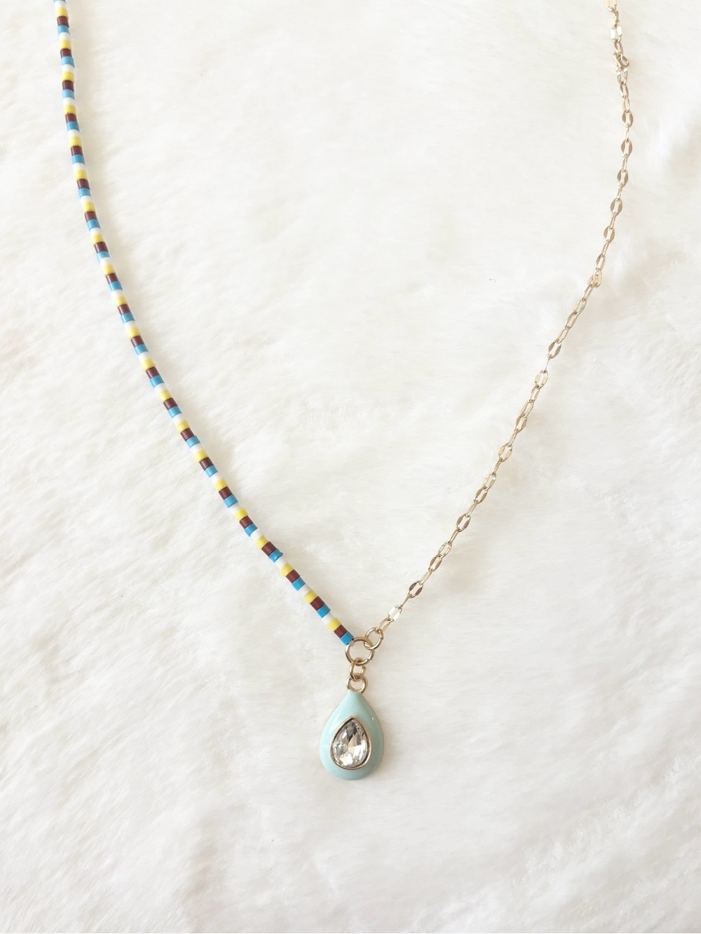 5/$15 🩷 MUST BUNDLE Gold Chain Necklace with Aqua Teardrop Pendant